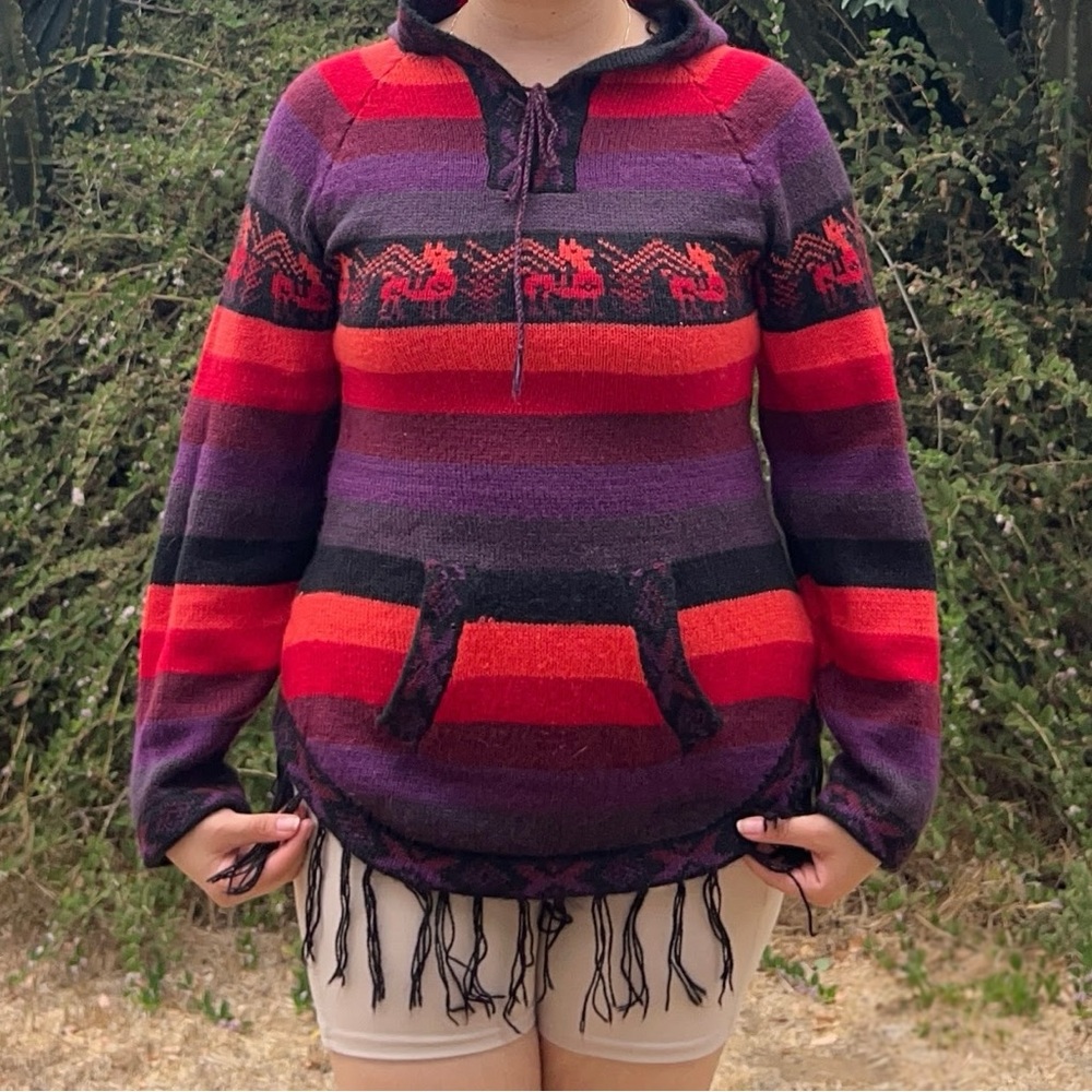 Women's Multicolor Hooded Sweater